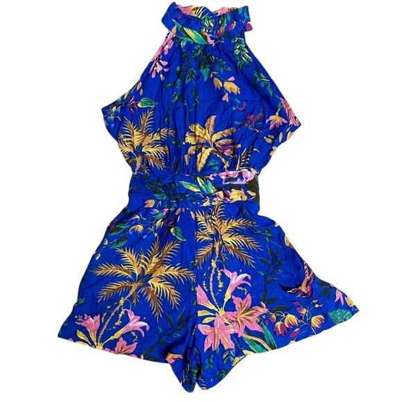 Rachel Rachel Roy Floral Romper Tropical Sleeveless Belted One-Piece Size Small - Picture 1 of 13